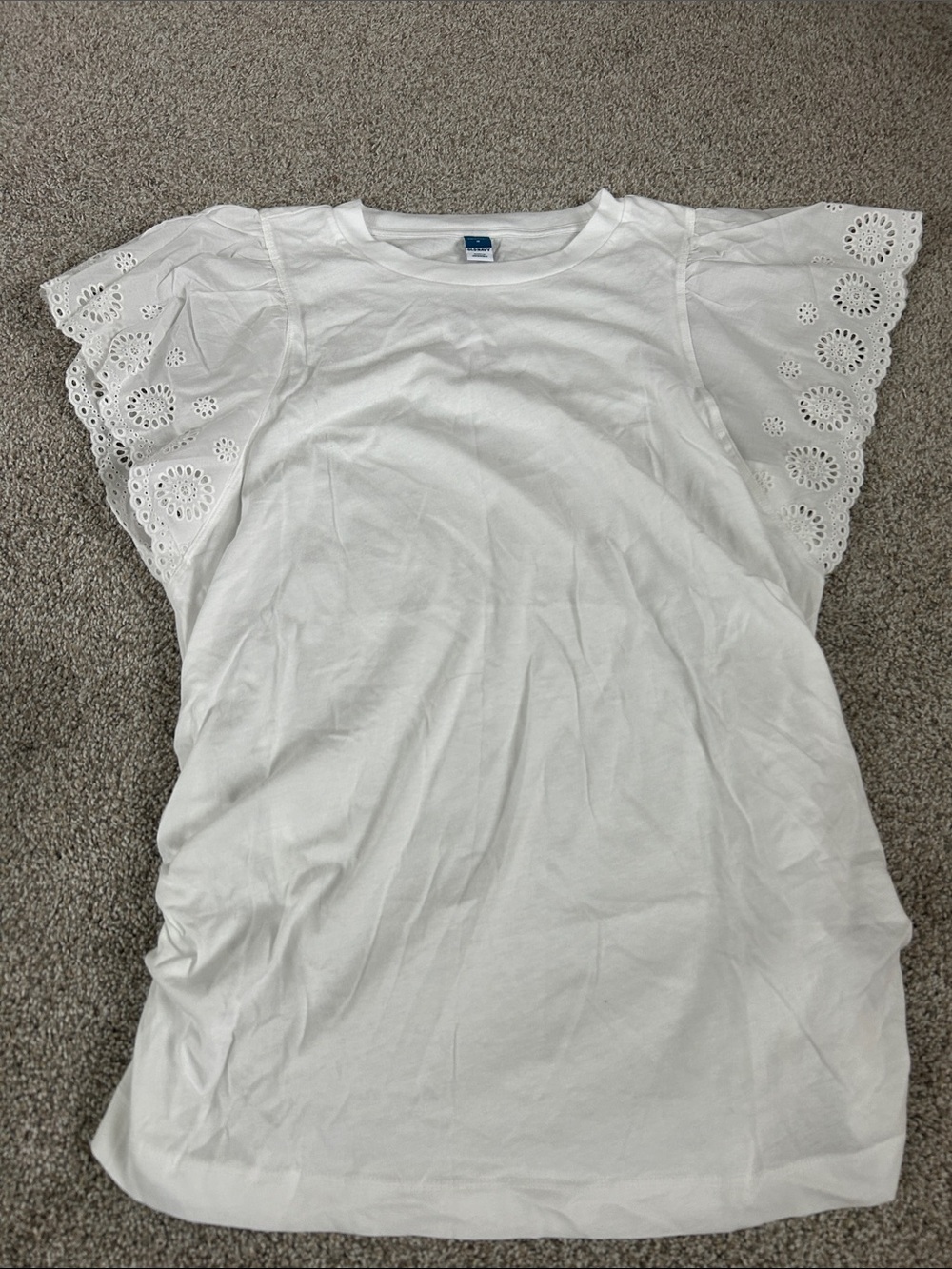 Old Navy Maternity White Eyelet Flutter Sleeve Top